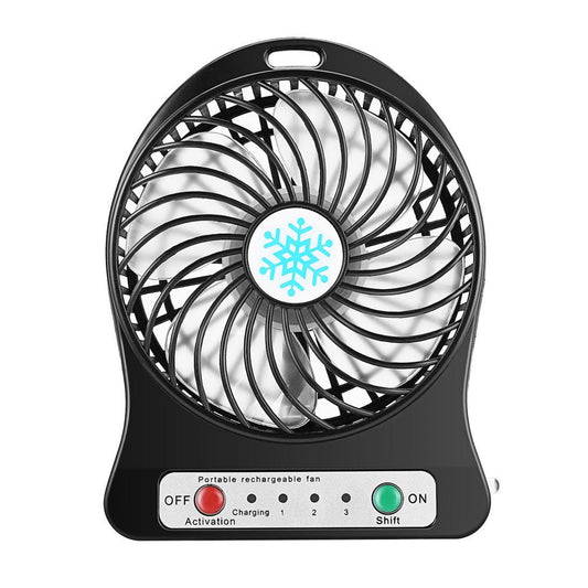 Mini Portable USB Rechargeable Fan - 4-inch 3 Speed Modes, LED Light, Desktop Cooler for Home, Office, Student eprolo