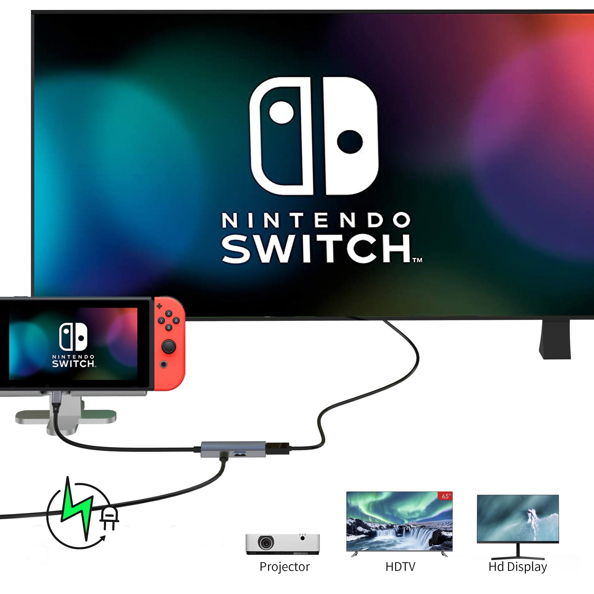 3-in-1 USB-C Hub for Nintendo Switch, 100W PD Charging, HDMI, USB 3.0 Dock eprolo
