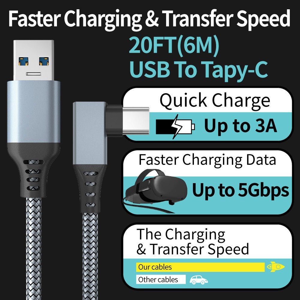 Oculus Quest 2 Link Cable 20FT 16FT 10FT USB-C Fast Charging VR PC Data Cord eprolo
