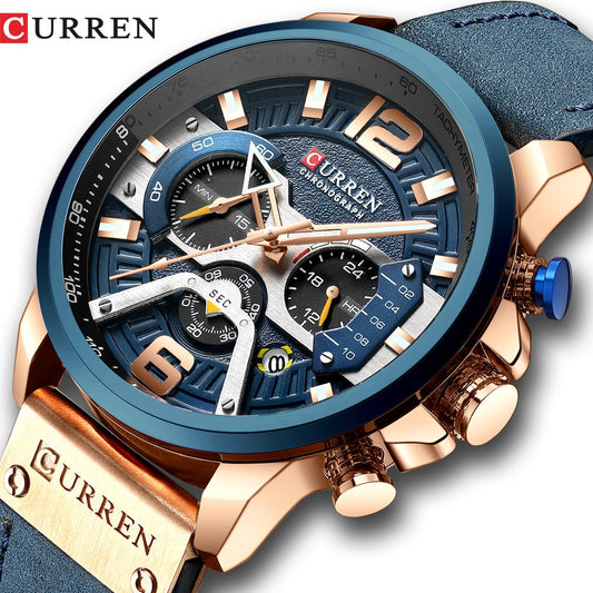 CURREN 8329 Men's Chronograph Leather Strap Sport Watch, 48mm eprolo