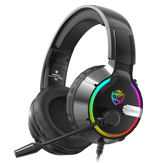 SoulBytes S19 RGB Gaming Headset, 40mm Drivers Noise-Canceling Mic USB/3.5mm eprolo