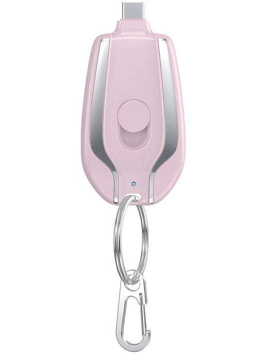 Mini Keychain Wireless Power Bank 1200mAh Portable Emergency Charger Pink/Black eprolo