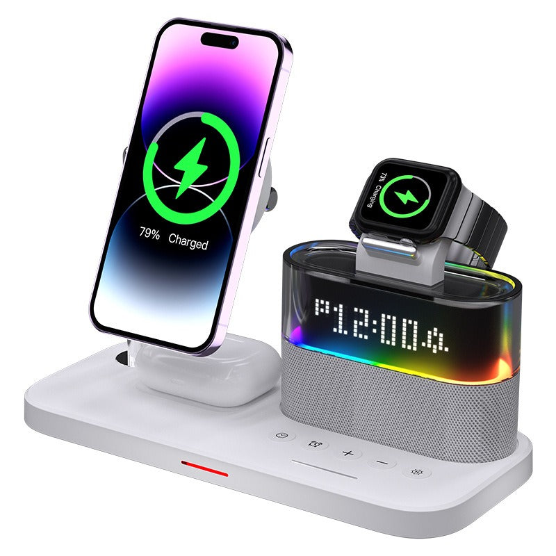 5-in-1 Magnetic Wireless Charging Station, Fast 15W Charger for iPhone, Apple Watch, AirPods w/ Night Light & Alarm Clock eprolo