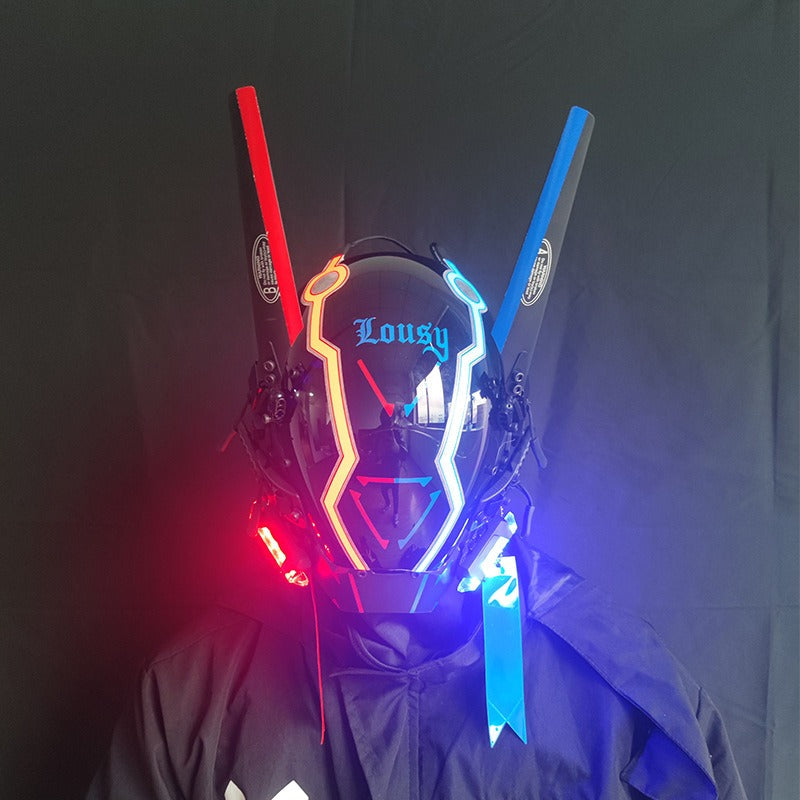 Cyberpunk LED Mask with Wings and Lights for Festivals, Cosplay, Holidays eprolo
