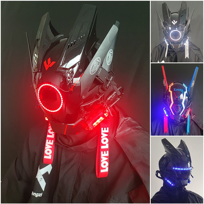Cyberpunk LED Mask with Wings and Lights for Festivals, Cosplay, Holidays eprolo