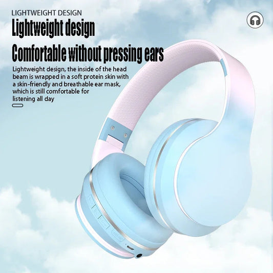 DR56 Wireless Bluetooth Headset with Gradient Design, 40MM Bass, 50H Playtime, Foldable, Dual Mode for Gaming/Calls eprolo