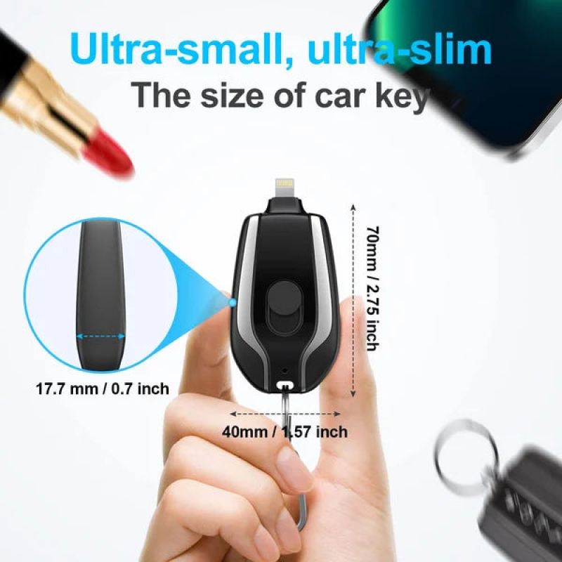 Mini Key Chain Portable Charging Power Bank 1500mAh Wireless Emergency Power eprolo