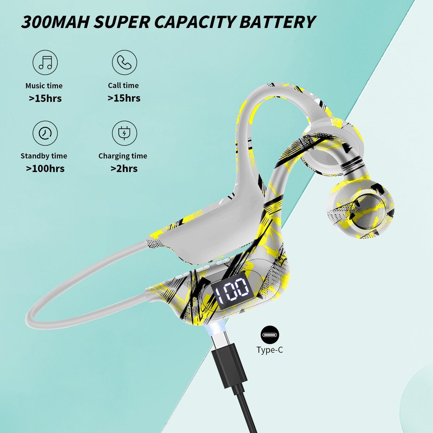 AKZ-G9 Bone Conduction Wireless Bluetooth Earphones w/ 18H Playback & TF Card eprolo