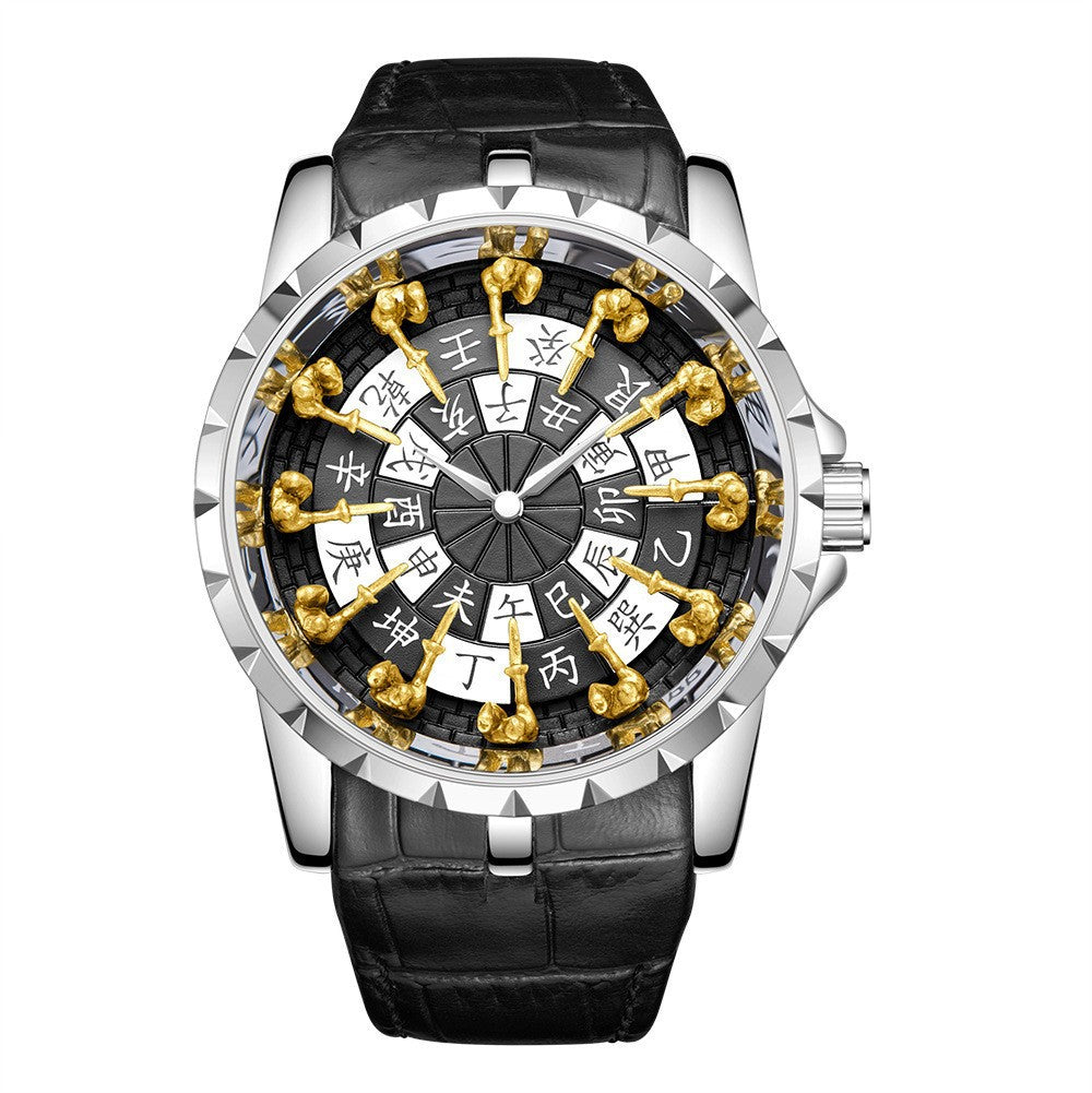 Luxury Knights Round Table Quartz Watch Men's Leather Strap Waterproof eprolo