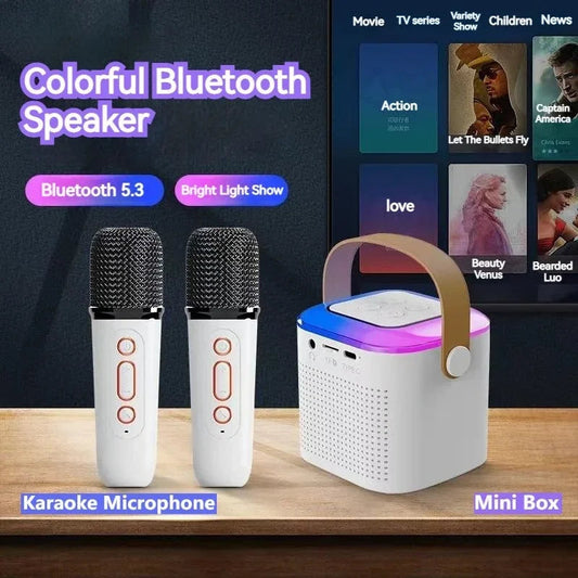 Y1 Mini Bluetooth Karaoke Speaker with Wireless Mic & LED Lights TF Card AUX eprolo