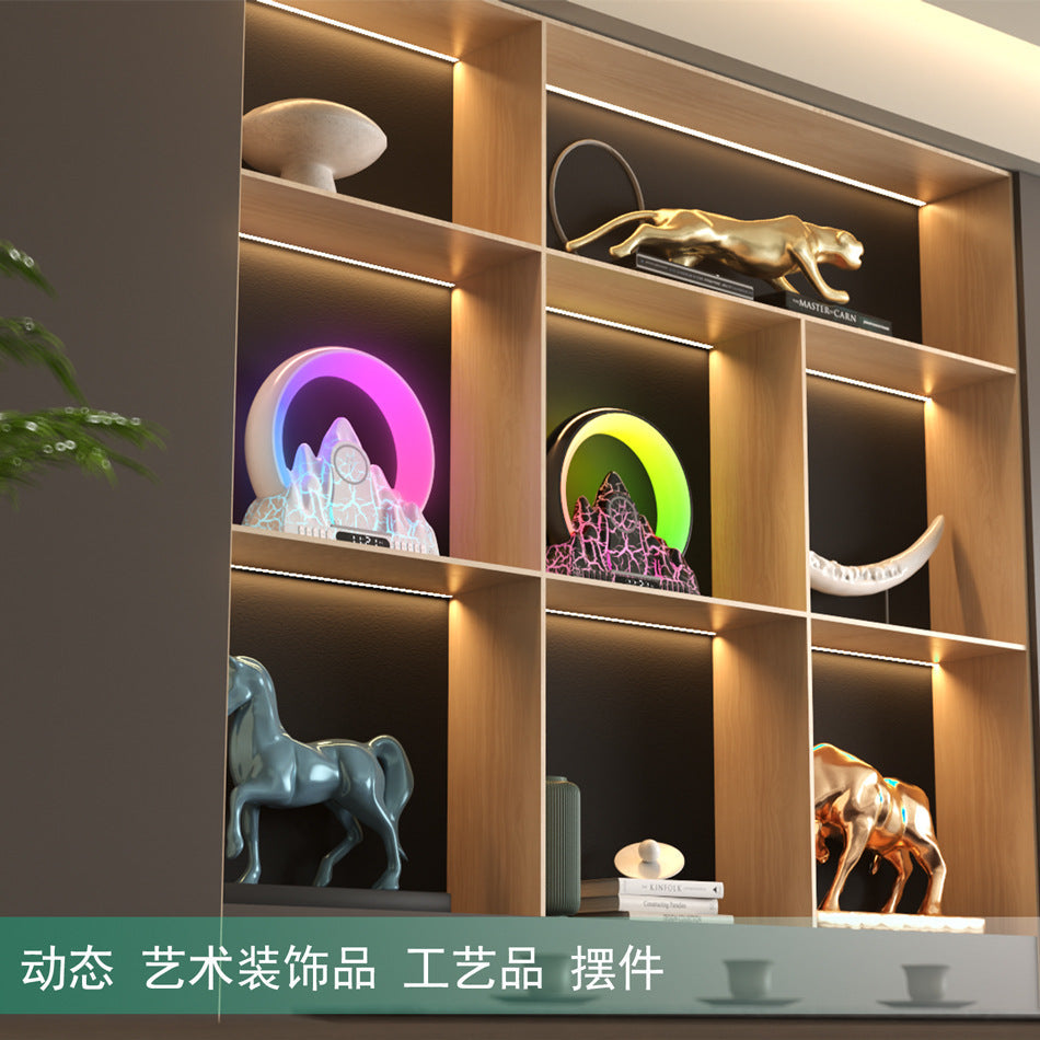 Smart Tuya APP Sunrise Flame Mountain Alarm Clock Night Light with 15W Wireless Charging & Bluetooth Speaker eprolo