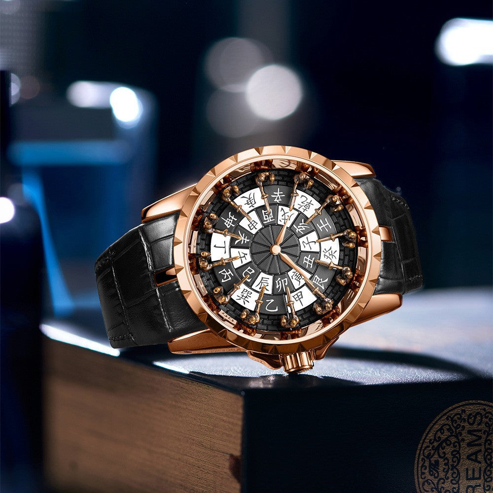 Luxury Knights Round Table Quartz Watch Men's Leather Strap Waterproof eprolo