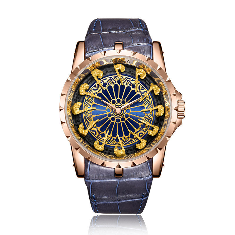 Luxury Knights Round Table Quartz Watch Men's Leather Strap Waterproof eprolo
