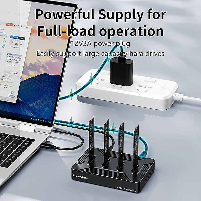 Blueendless M2804SN M.2 SATA/NVMe x4 Docking Station, 32TB, USB 3.2, Portable SSD Storage eprolo