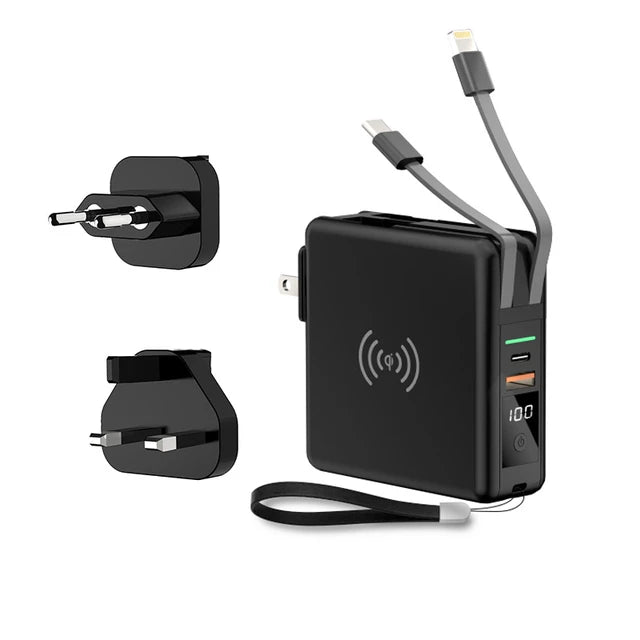 3-in-1 10000mAh Power Bank with AC Plug & 15W Wireless Charging for iPhone, Samsung eprolo