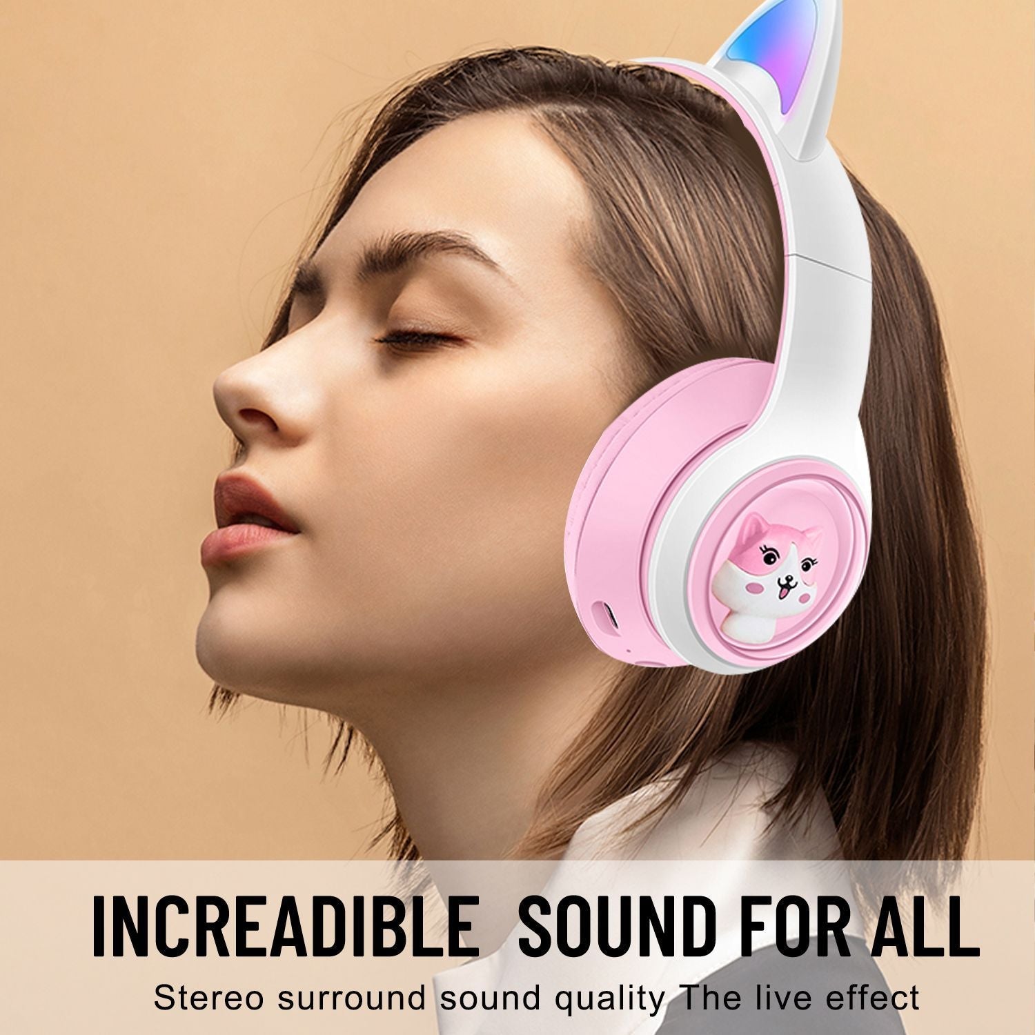AKZ-07 Luminous Cat Ears Wireless Bluetooth Headset - Subwoofer Gaming Headphones eprolo