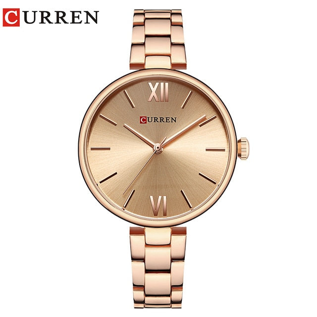 CURREN 9017 Women's Watch Quartz Fashion Stainless Steel Strap Casual Female Clock