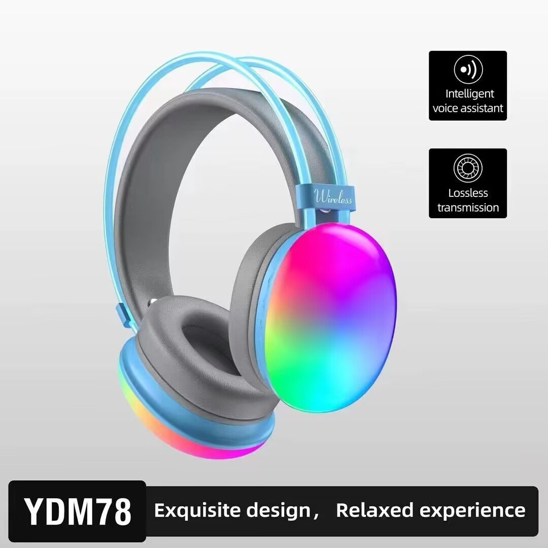 YDM78 Bluetooth 5.3 Gaming Headset, RGB Luminous, HiFi Stereo, 8H+ Battery Life eprolo