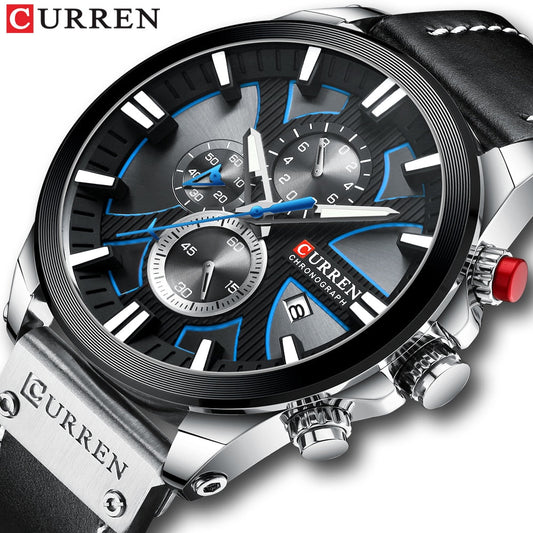 CURREN 8346 Chronograph Men's Watch - Sport Quartz Leather Strap Waterproof eprolo
