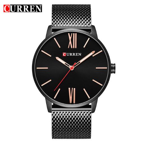 CURREN 8235 Men's Quartz Watch, Stainless Steel Mesh Strap, 44mm eprolo