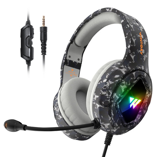 WINTORY M1 Camouflage Wired Gaming Headset with Mic & LED, 3.5mm Plug eprolo
