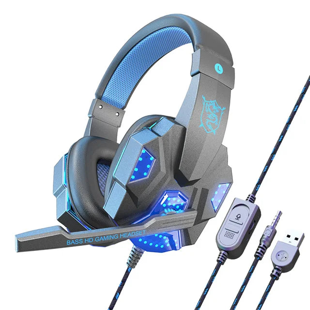 SOYTO SY830MV Wired Gaming Headset w/Mic, 3.5mm/USB, RGB Lights, Bass HD Sound eprolo