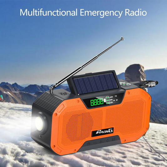 Phaong 5000mAh Solar Hand Crank Radio Bluetooth Speaker, AM/FM/WB, LED, SOS, IPX5 eprolo