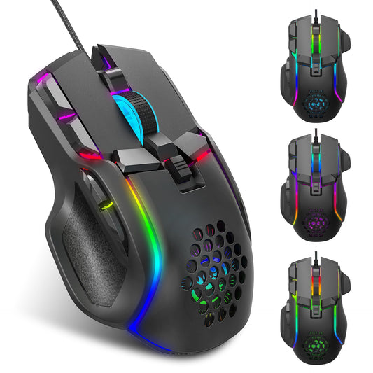 S700 Programmable RGB Gaming Mouse 12800 DPI 10 Keys Macro Mechanical Wired eprolo