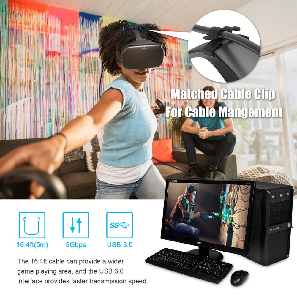 5M USB 3.0 Type C Cable for Oculus Quest 2 Link VR Headset, High-Speed 5Gbps Data Transfer & Charging eprolo