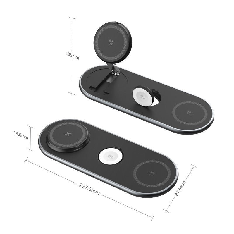 3-in-1 Foldable Magnetic Wireless Charger, Qi2 Fast Charging for iPhone, AirPods, Smartwatch eprolo