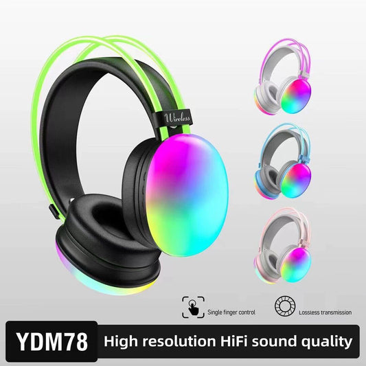 YDM78 Bluetooth 5.3 Gaming Headset, RGB Luminous, HiFi Stereo, 8H+ Battery Life eprolo