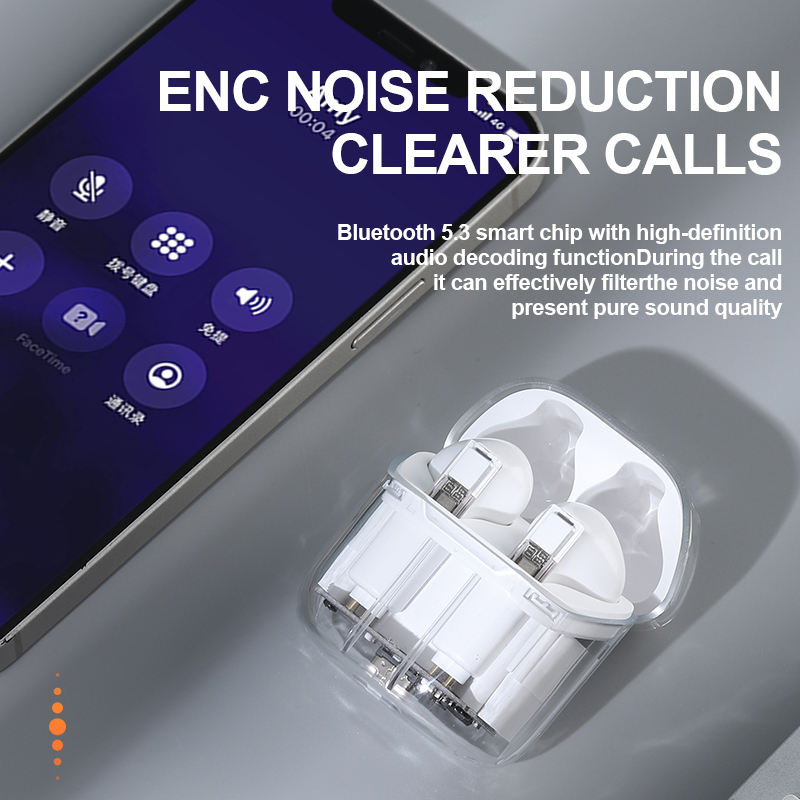 YX06 Transparent TWS Bluetooth Headset, Low Delay, Waterproof, 5H Playtime, 5 Colors eprolo