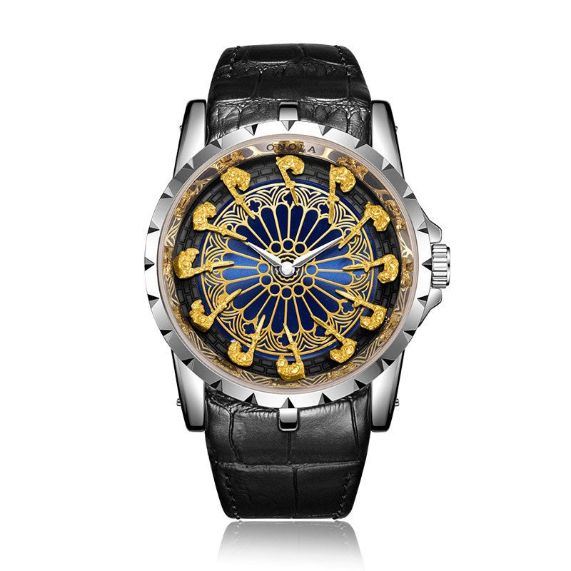 Luxury Knights Round Table Quartz Watch Men's Leather Strap Waterproof eprolo