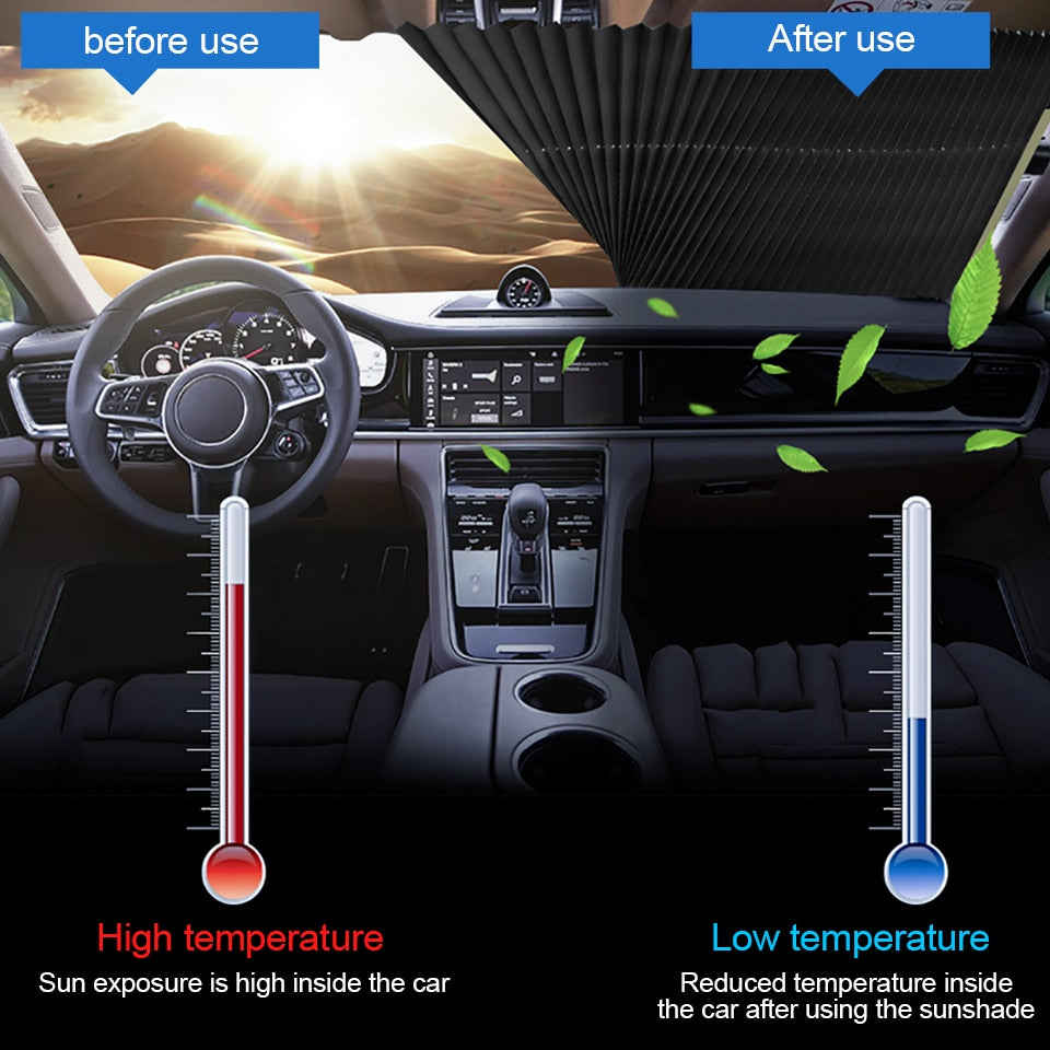 46-80CM Auto Retractable Car Sunshade, UV Protection, Heat Insulation, Easy Installation eprolo