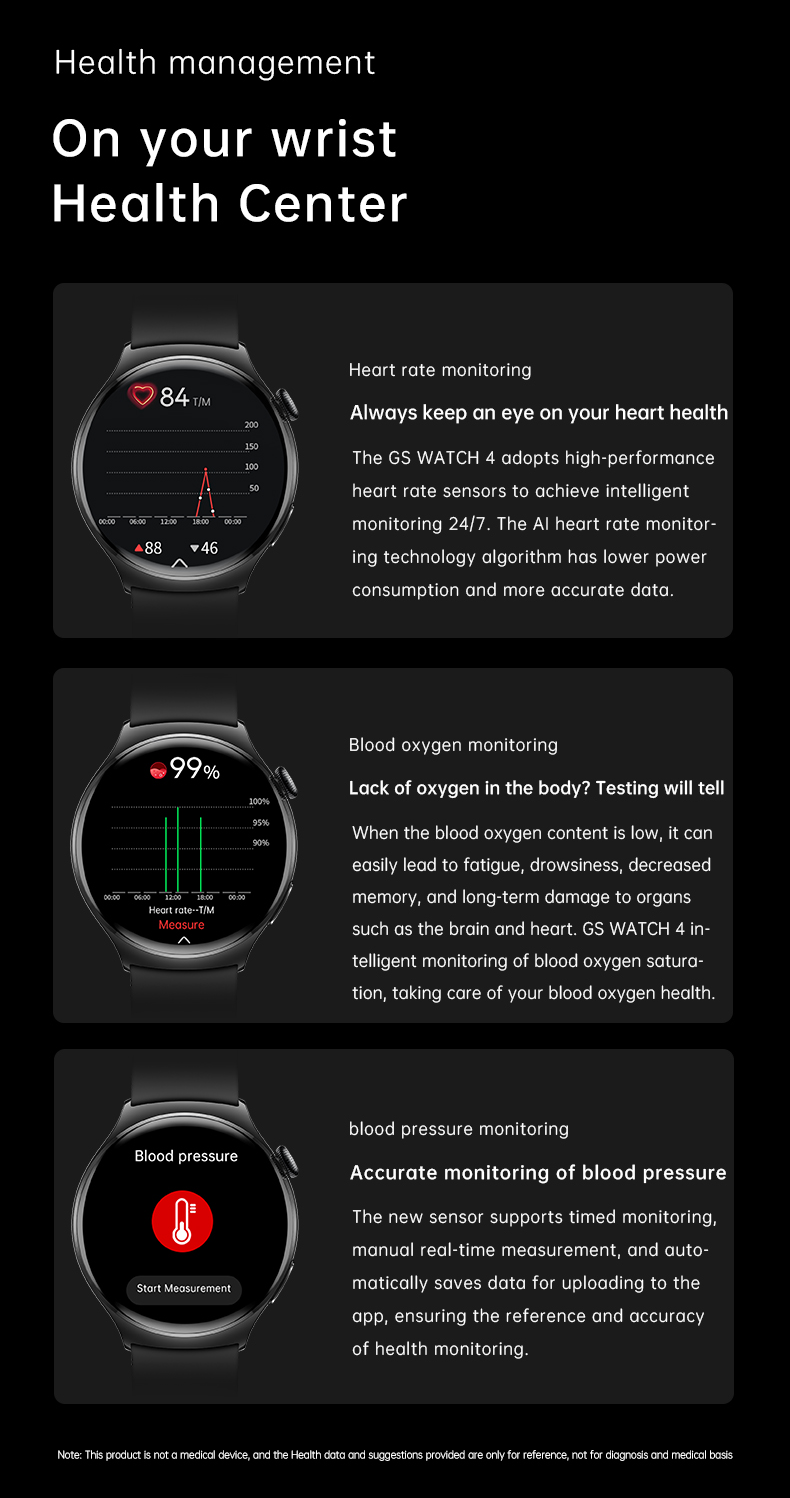 GS Watch 4 Smart Bracelet, Full‑Circle AMOLED, NFC, Health & Bluetooth Calls eprolo