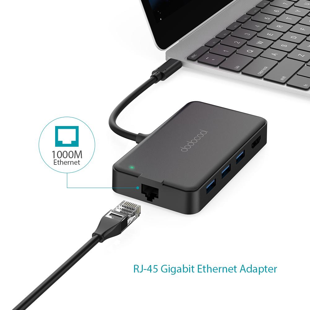 dodocool 6-in-1 USB-C Hub with Power Delivery, Ethernet, 4K HD eprolo
