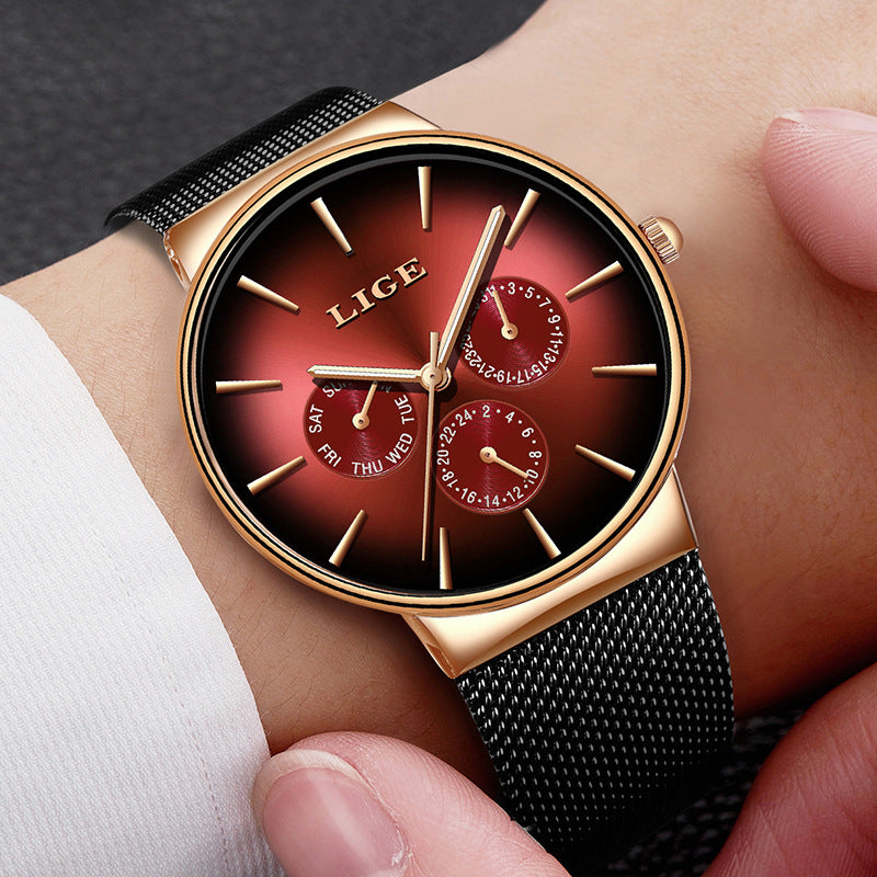 LIGE 9936 Quartz Men's Watch - Stainless Steel Mesh Strap, 30M Waterproof, Minimalist Casual Style eprolo