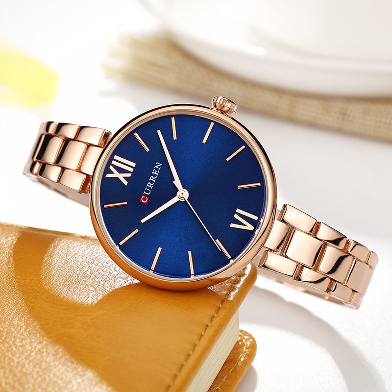 CURREN 9017 Women's Watch Quartz Fashion Stainless Steel Strap Casual Female Clock