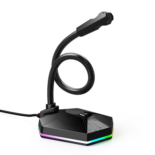 360° Omnidirectional USB Gaming Microphone with RGB Streamer, Noise Cancelling, Metal Gooseneck eprolo