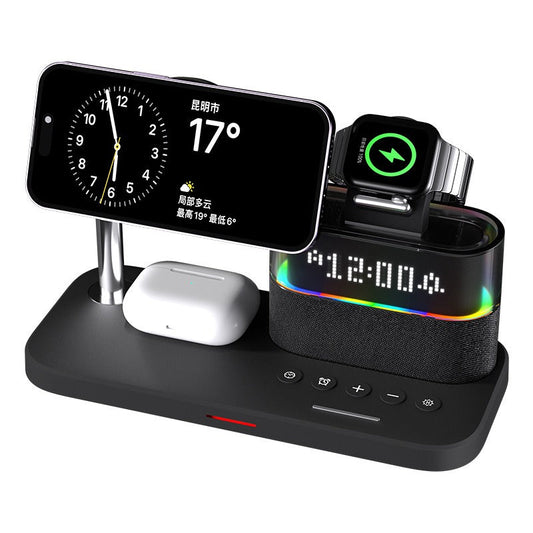 5-in-1 Magnetic Wireless Charging Station, Fast 15W Charger for iPhone, Apple Watch, AirPods w/ Night Light & Alarm Clock eprolo