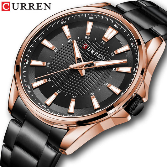 CURREN 8424 Men's Quartz Business Watch - 44mm Alloy Case, Stainless Steel Band, 30M Waterproof, Luminous Hands eprolo