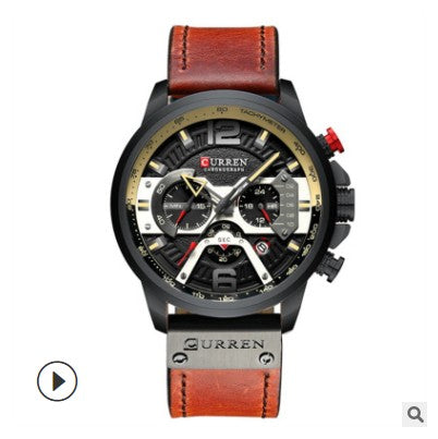 CURREN 8329 Men's Chronograph Leather Strap Sport Watch, 48mm eprolo
