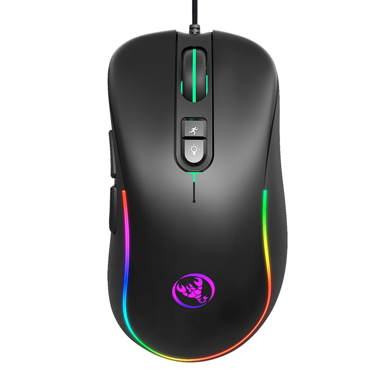 HXSJ J300 RGB Programmable Gaming Mouse, 6400DPI, 7 Buttons, Macro Wired Mouse