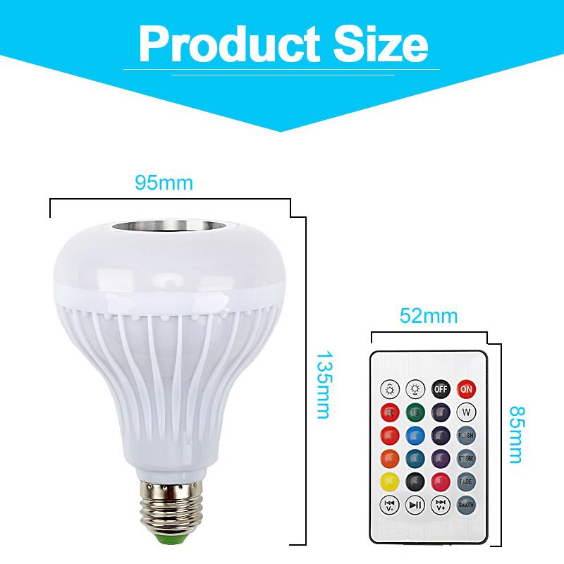 E27 Smart 12W RGB LED Bluetooth Speaker Light Bulb with Remote Control eprolo