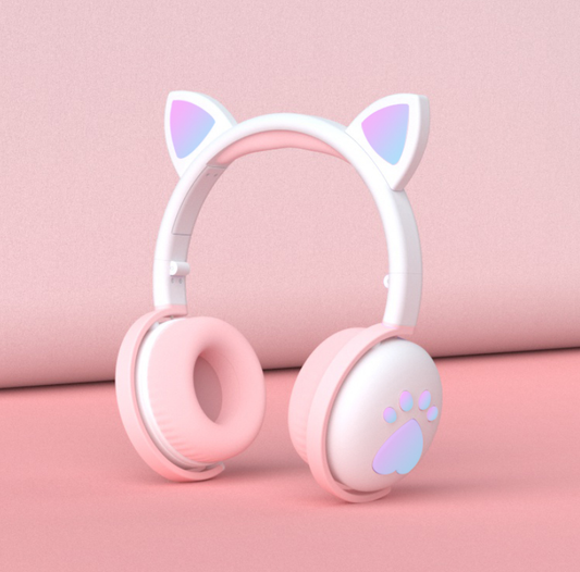 AIKSWE Bluetooth Headphones with LED Cat Ears, HIFI Stereo Bass, Foldable Wireless Headset eprolo