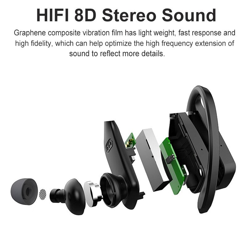 T11 LED Display Bluetooth Earphones - Wireless 8D Stereo, IPX5 Waterproof, 800mAh Charging Case eprolo