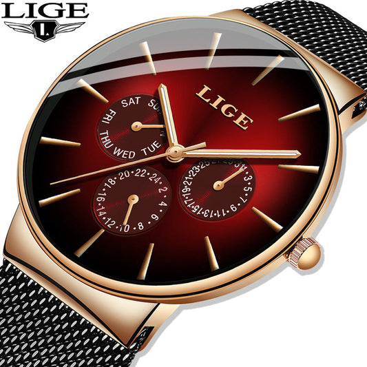 LIGE 9936 Quartz Men's Watch - Stainless Steel Mesh Strap, 30M Waterproof, Minimalist Casual Style eprolo