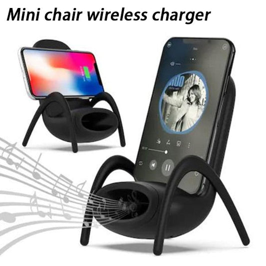 Portable Mini Chair Wireless Charger with Speaker, Universal Stand for All Phones eprolo