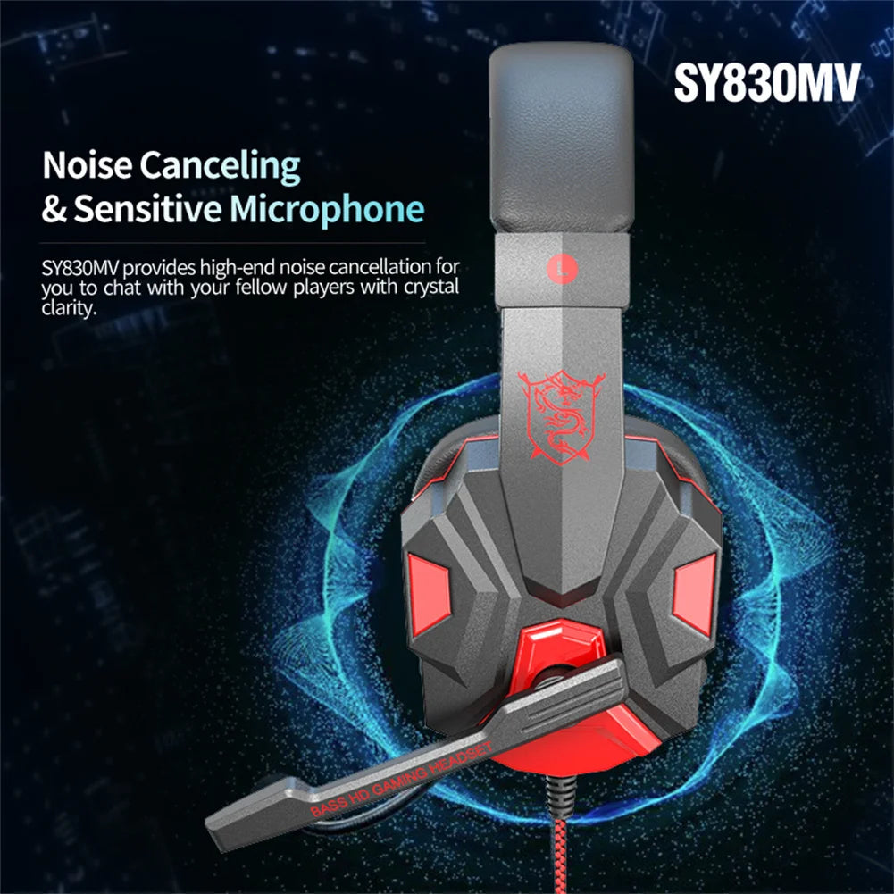 SOYTO SY830MV Wired Gaming Headset w/Mic, 3.5mm/USB, RGB Lights, Bass HD Sound eprolo