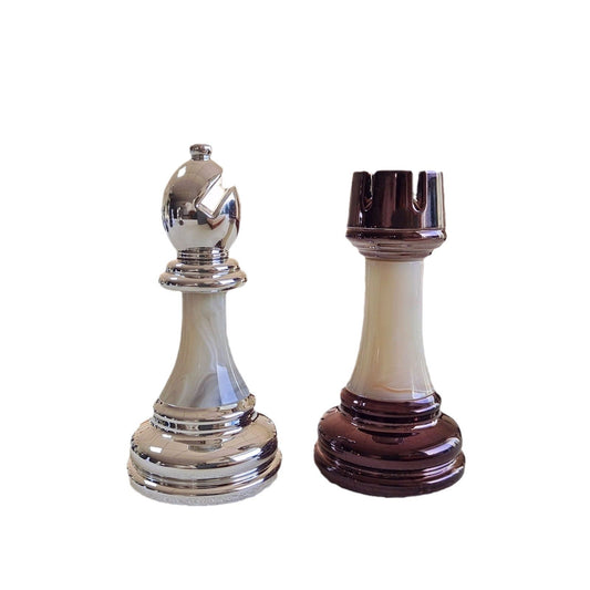 Luxury Acrylic Chess Pieces Set – Burgundy & Silver 32-Piece Game Set eprolo